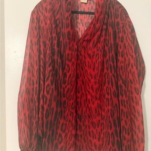 Michael Kors Red Animal Print Blouse